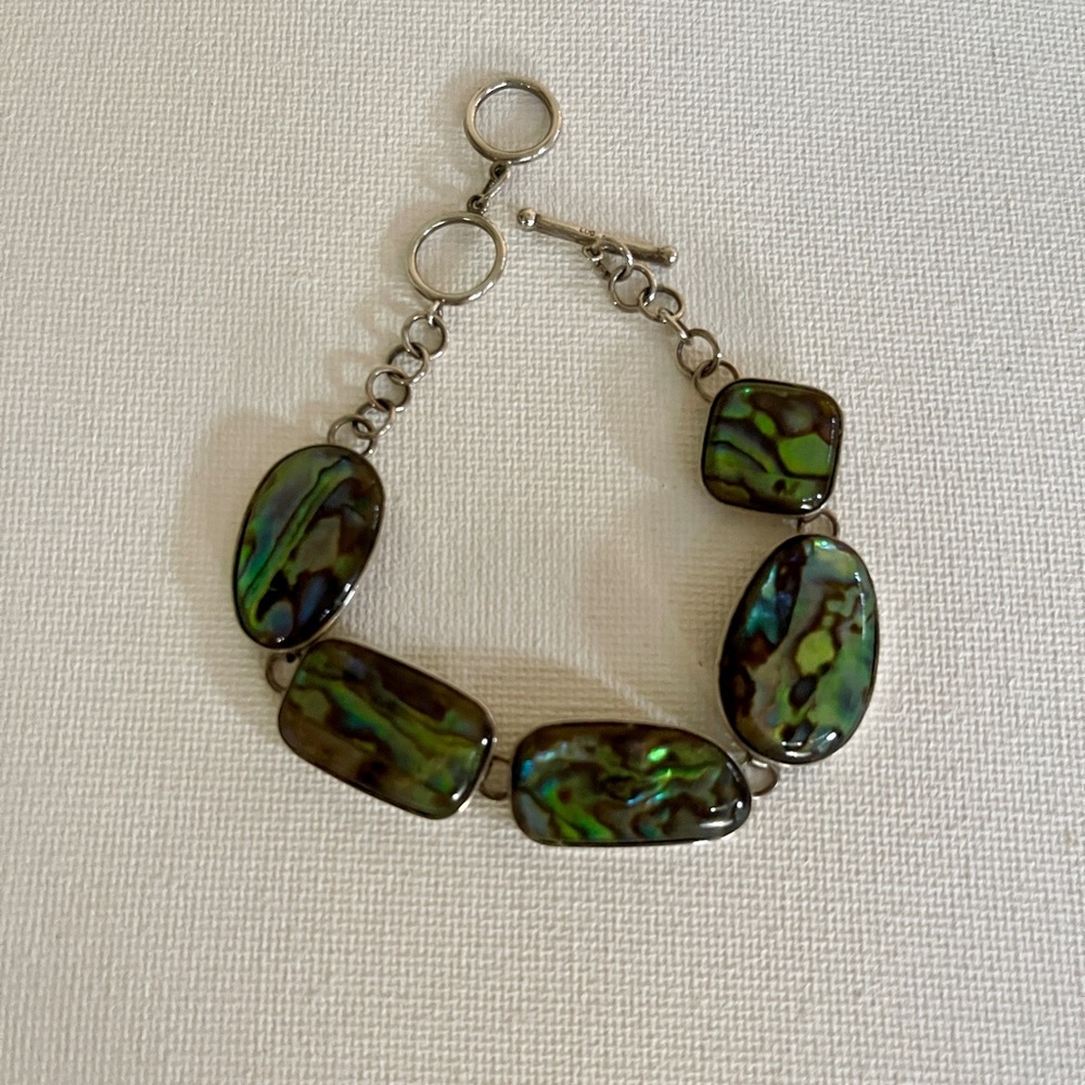 Labradorite Silver Toggle Bracelet